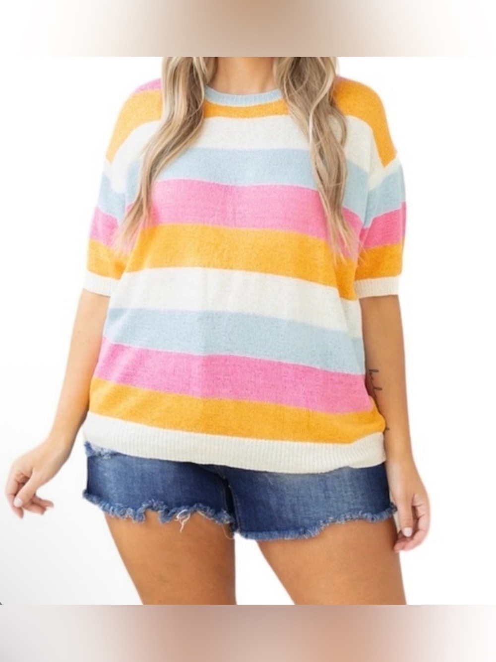 ChicSoul Colorful Knit Top - XXL